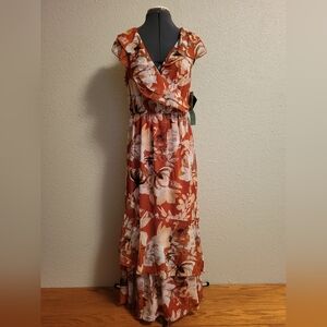 NWT Kate and Lily Petite Orange Floral Dress Size 8P